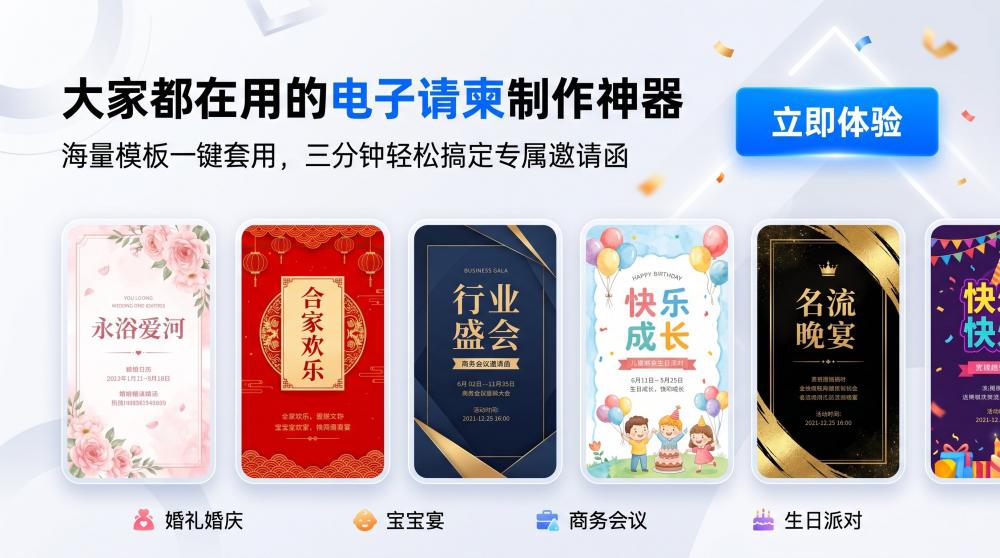 婚礼电子请帖在线设计｜上千套高清唯美模板，一键生成不费脑，小白也能拿捏仪式感